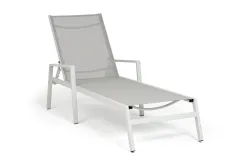 "Парма" шезлонг, каркас алюминий светло-серый (RAL7035) муар, ткань текстилен светло-серая