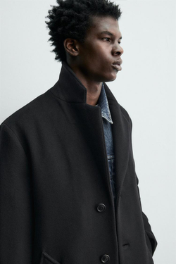 ZARA ПАЛЬТО ИЗ СМЕСОВОЙ ШЕРСТИ MANTECO®, ЧЕРНЫЙ