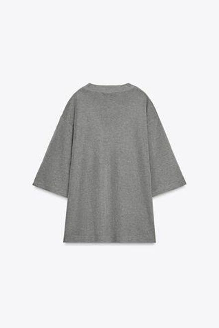 ZARA ОДНОТОННЫЙ ТОП ОВЕРСАЙЗ, СЕРЫЙ МЕЛАНЖ