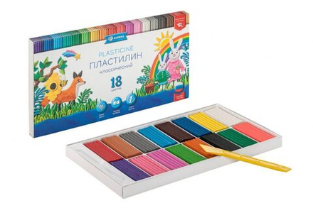 Пластилин 18цв 360гр. КЛАССИЧЕСКИЙ к/к, стек