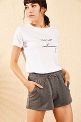 Qadın üçün beli rezinli boz şort 10071053