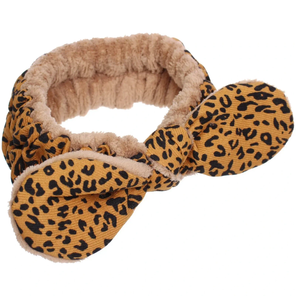 Повязка на голову косметическая «ДАЙМОНД РУШ», леопард, цвет бежевый, черный и коричневый, 20*5.5см (ZIP пакет)