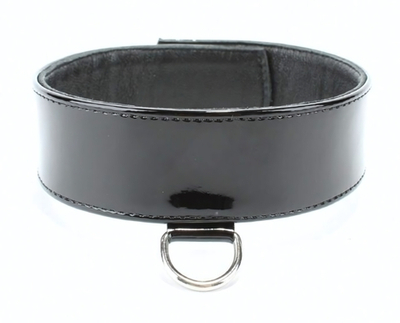 Черный лаковый ошейник на пряжке (Цвет: черный)