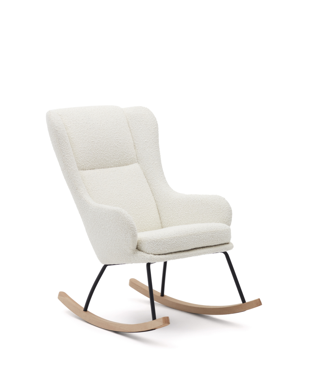 Maustin Кресло-качалка из белой овчины со стальной конструкцией и деревом бука