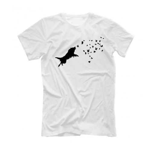 Футболка "Бордер Колли и бабочки"