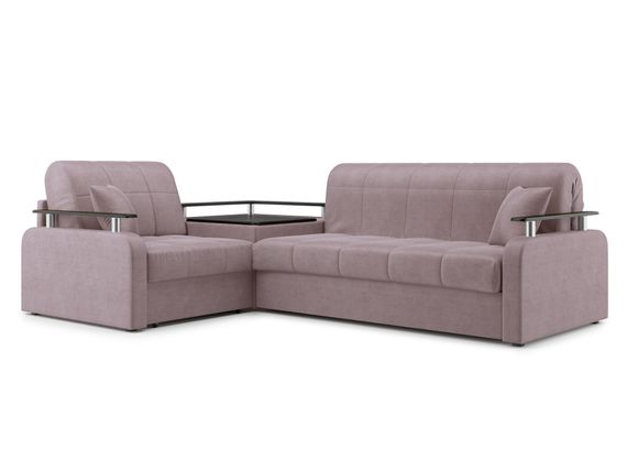 Диван угловой с Баром Денвер 1,8 - Velutto 22 коричневый/  коричневая накладка