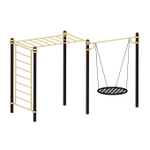 Спортивный комплекс №68, с качелями, шведской стенкой и рукоходом, 4200*1510*2600 мм., D=89 мм.