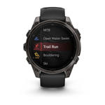 Смарт-часы Garmin Fenix 8, AMOLED Sapphire, 47 мм, угольно-черный DLC, пепельно-черный силиконовый ремешок, 010-02904-21