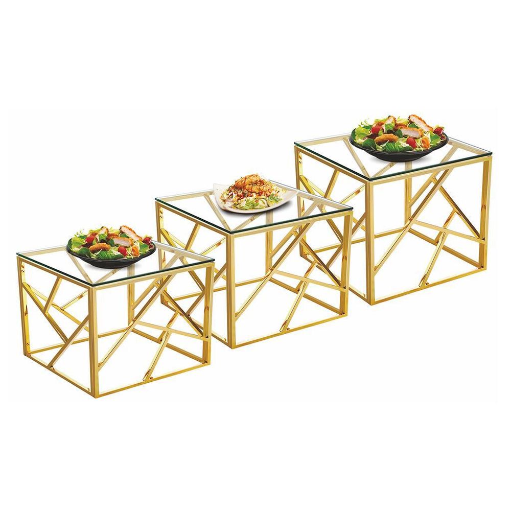 Подставка фуршетная стойка набор 3 шт (51,5*15,5*20 см /56*20,5*25 см /61*25,5*30 см) Gold P.L.