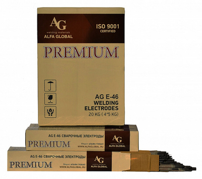 Электроды сварочные AG E—46 PREMIUM 2.5x350 мм, 5 кг