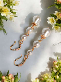 Свадебные длинные серьги жемчугом "Нежная любовь"