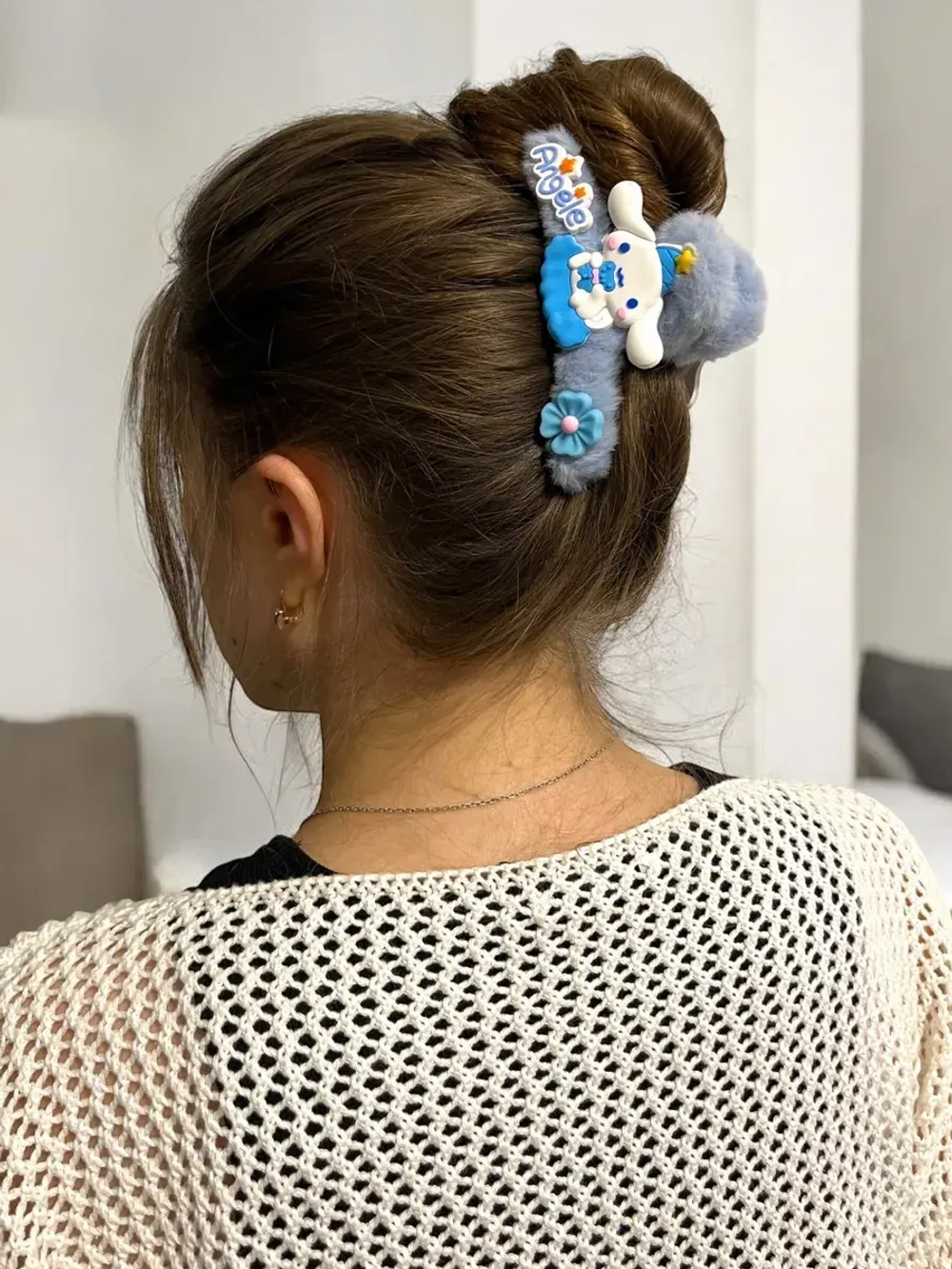 Заколка крабик краб для волос пушистый плюшевый Hello Kitty