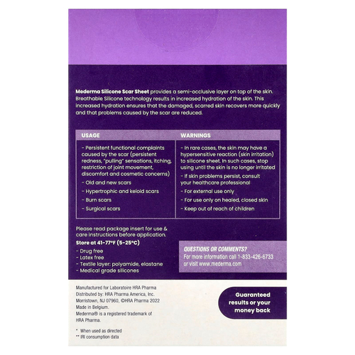 Mederma, силиконовые простыни от шрамов, маленькие, 4 шт.