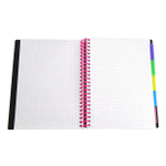 Тетрадь 120л., А5, клетка, Alingar "Colledge ruled", цветная спираль, чёрная пластиковая обложка, цветные пластиковые разделители, ассорти 4 цвета