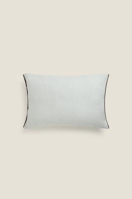 ZARA HOME ЧЕХОЛ НА ПОДУШКУ С КОНТРАСТНОЙ ОКАНТОВКОЙ, СИНИЙ/ЗЕЛЕНЫЙ