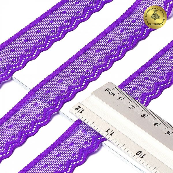 Кружево эластичное (стрейч) 25 мм, 8028, цв.A0507 фиолетовый неон уп.50м, Kruzhevo