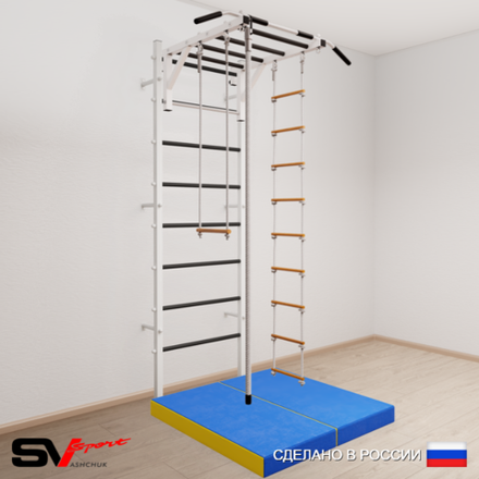 Шведская стенка Sv Sport усиленная 6364 (Турник рукоход/Канат/Лестница/Трапеция/Мат 1м)