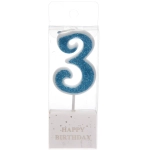 Свеча для торта Цифра Иллюзия «3» 9.5 см, голубой