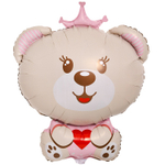 Шар Фольгированный Медведица принцесса с сердечком (Ассорти)