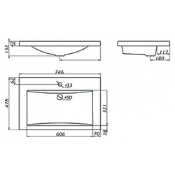 AM-LAV-750-MR-A Раковина из искусственного мрамора ДЛЯ МЕБЕЛИ PLATINO