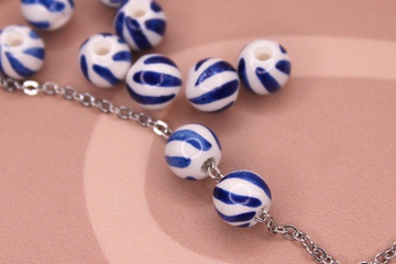 Бусина гжель полоска 8 мм