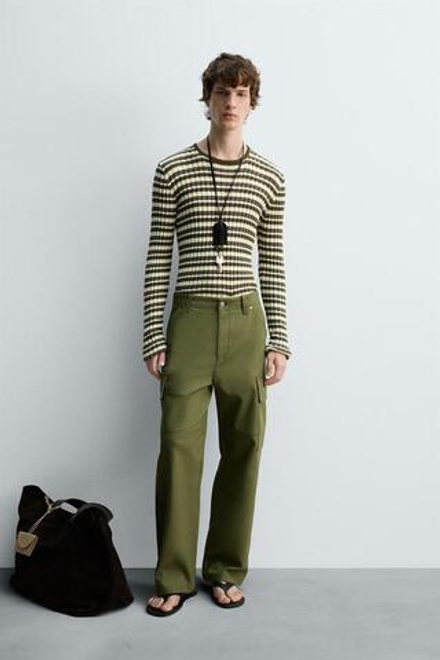 ZARA БРЮКИ КАРГО RELAXED FIT, ХАКИ