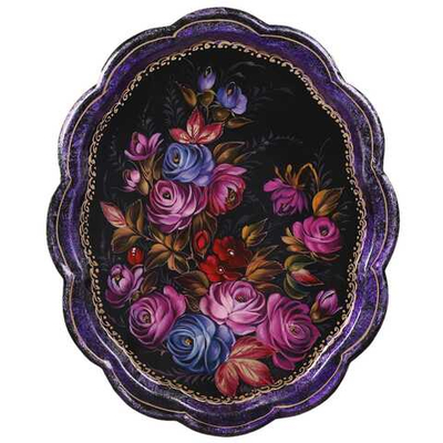 Unique zhostovo metal tray 12A