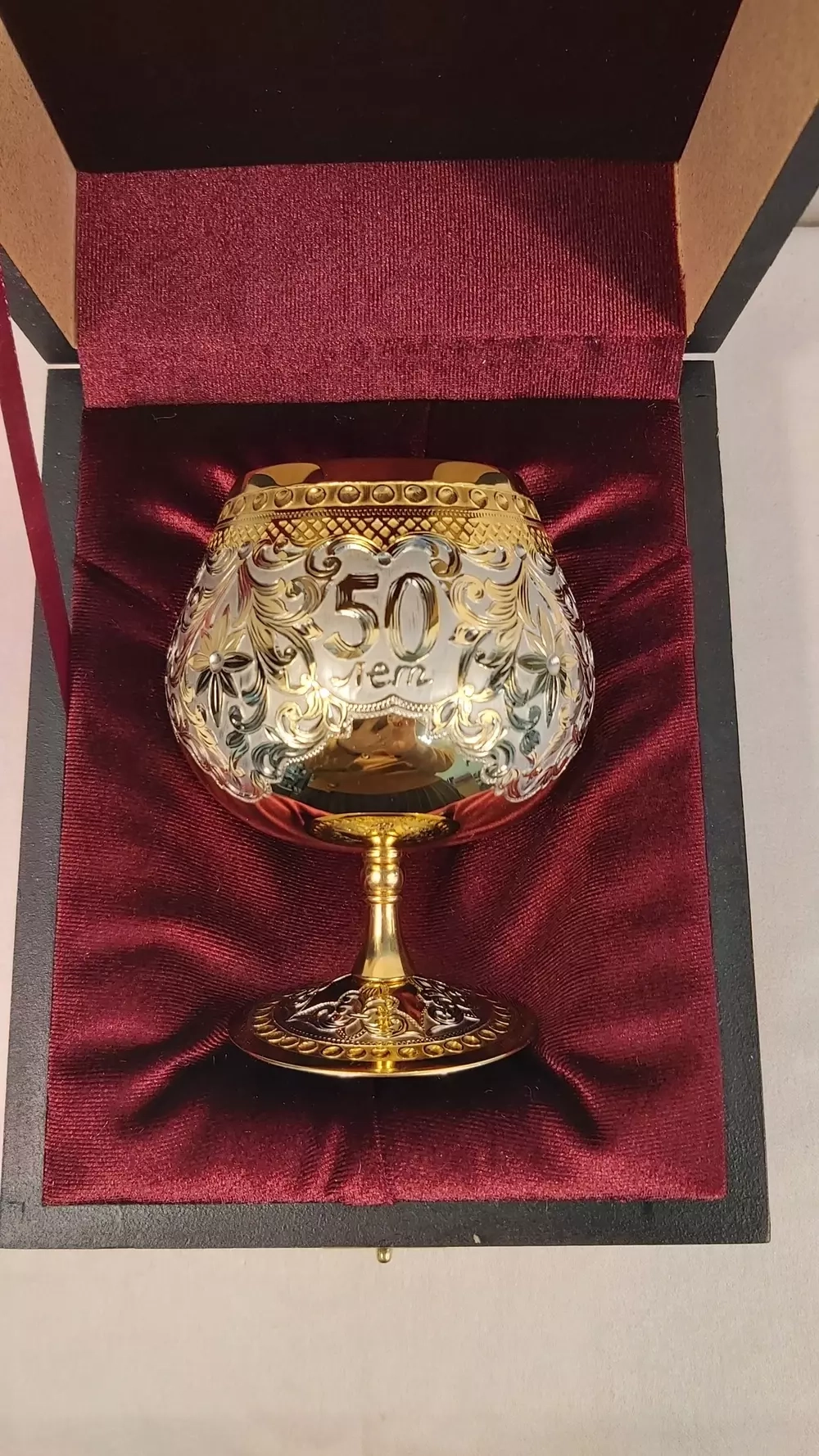 Эксклюзивный бокал для коньяка на заказ  (Златоуст)  в подарочном футляре