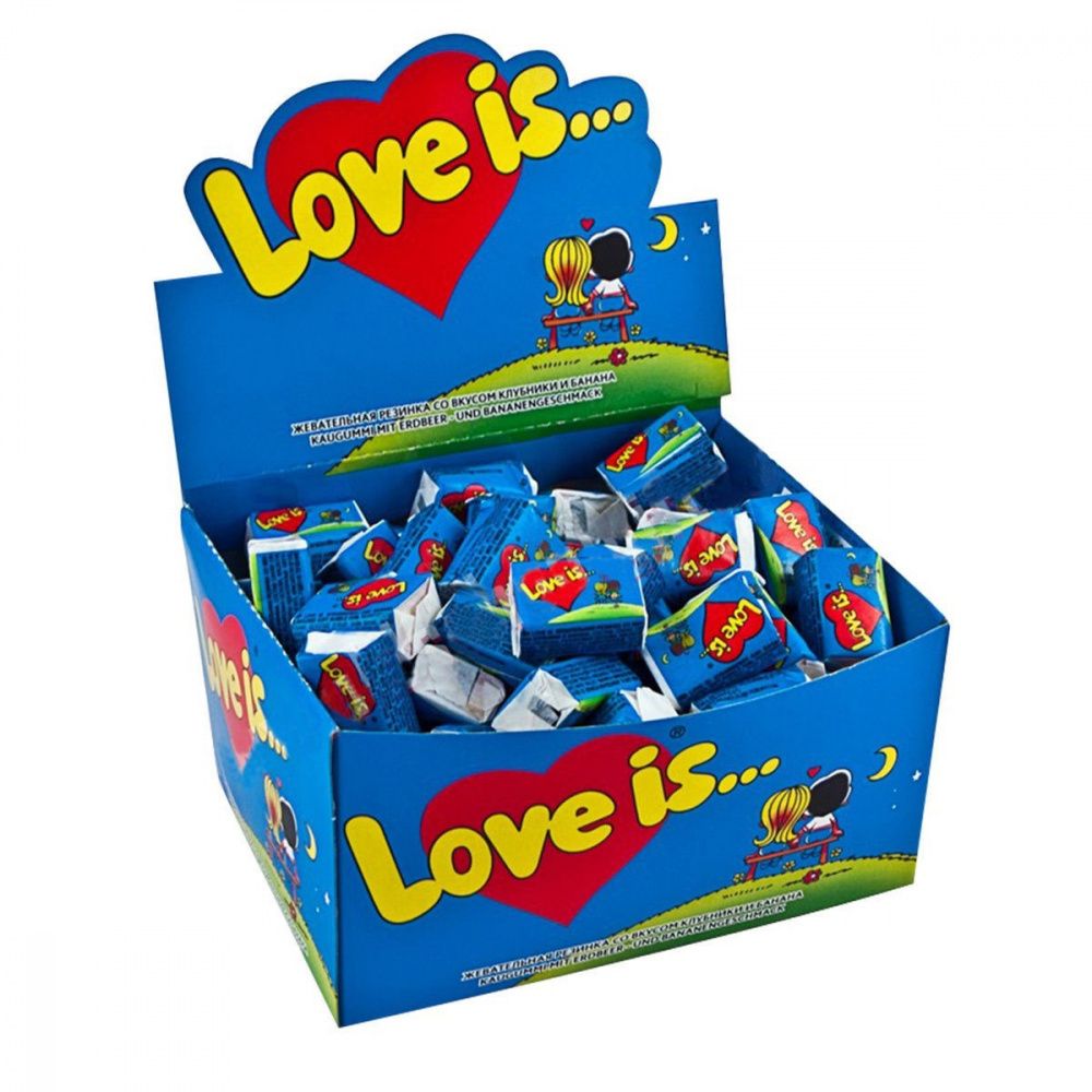 Жевательная резинка Love Is Банан-клубника, 4,2 г (1 шт)