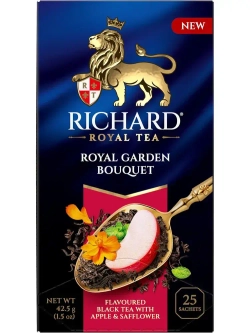 Чай в пакетиках Richard Royal с лепестками сафлора, яблоком и мятой, черный, 25 шт