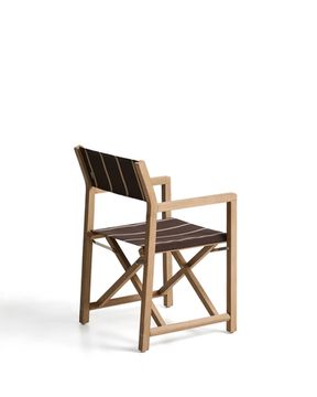 Складной уличный стул Vilara коричнево-бежевый с каркасом из акации