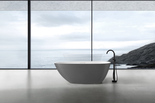 Ванна из искусственного камня ABBER Dortmund AM9911WG серо-белая матовая