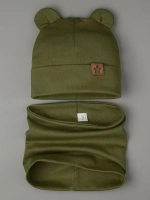 Шапка с ушками осенняя и снуд для детей