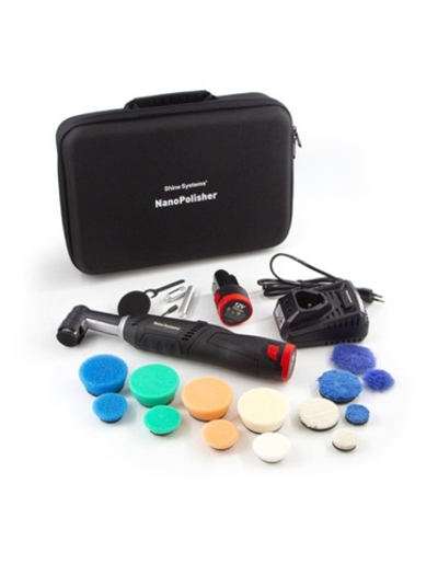 Shine Systems NanoPolisher - аккумуляторная полировальная мини машинка (iBrid), набор в сумке