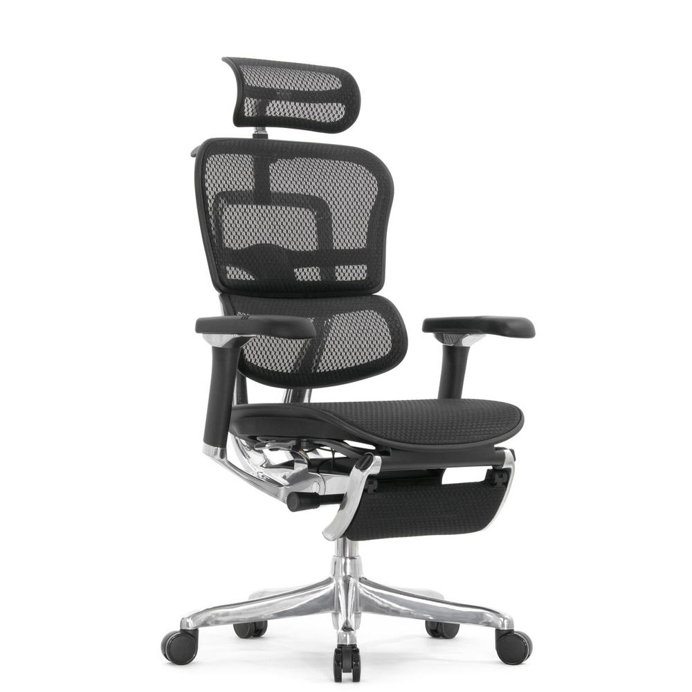 Кресло FALTO Ergohuman Luxury 2 с подножкой ( чёрный каркас /сетка чёрный T-168-B1 Black )