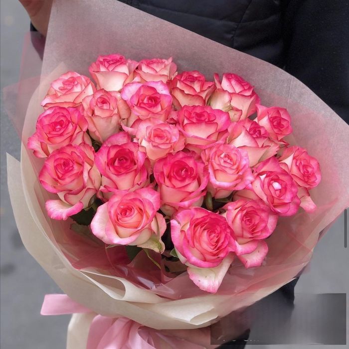 Букет из 21 голландской розы 60 см ( цвет роз на выбор ) #6445
