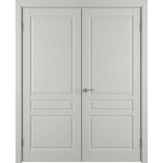 Фото двустворчатой распашной двери Бриз светло-серая эмаль глухая