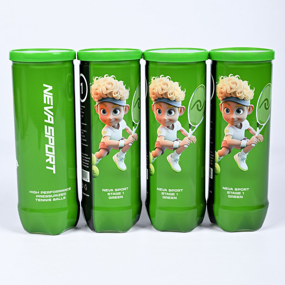Мяч для большого тенниса детский NSt Green 5021001, 3шт, желто-зеленый