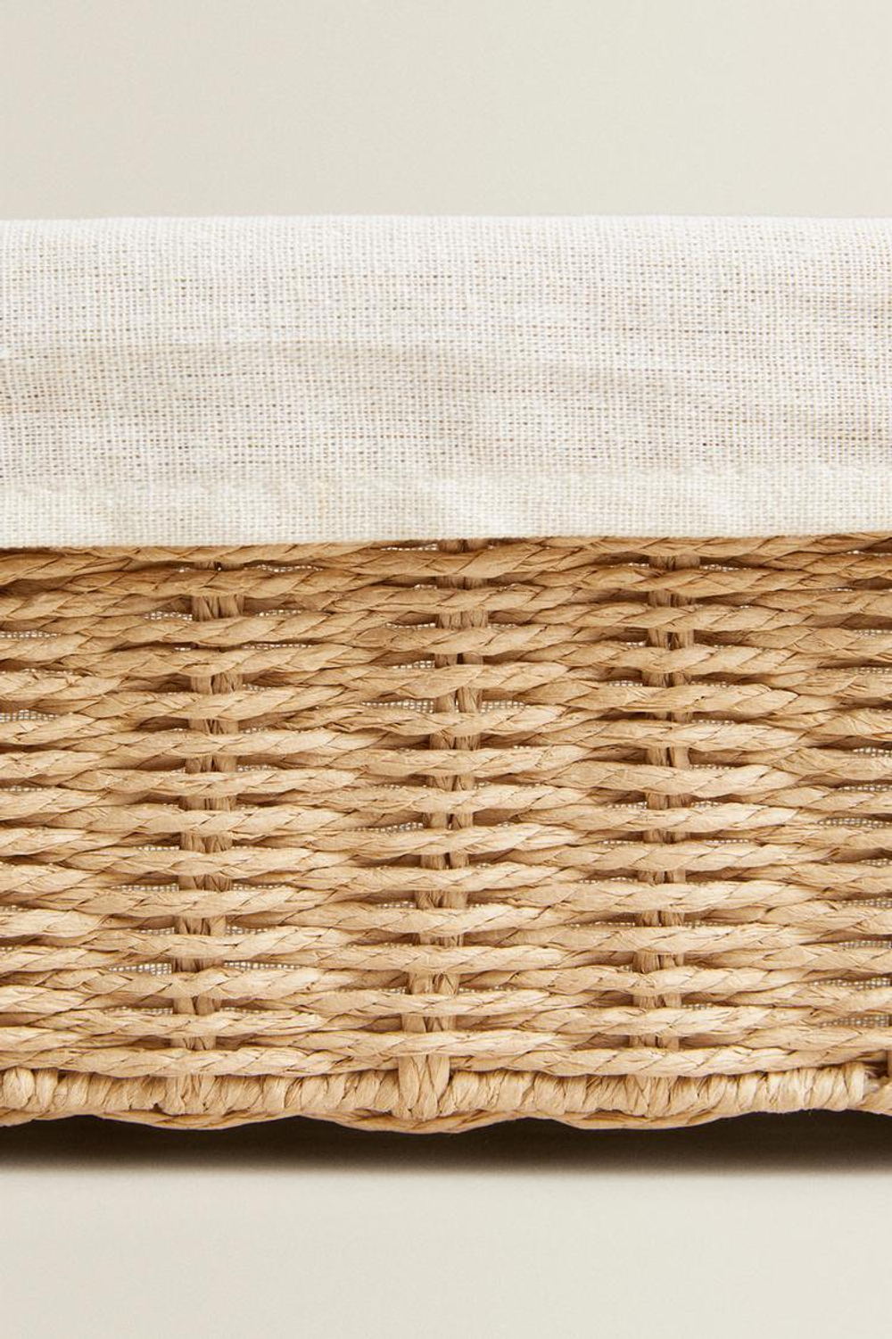ZARA HOME КОРЗИНА С ТКАНЕВОЙ ПОДКЛАДКОЙ, СВЕТЛО-БЕЖЕВЫЙ