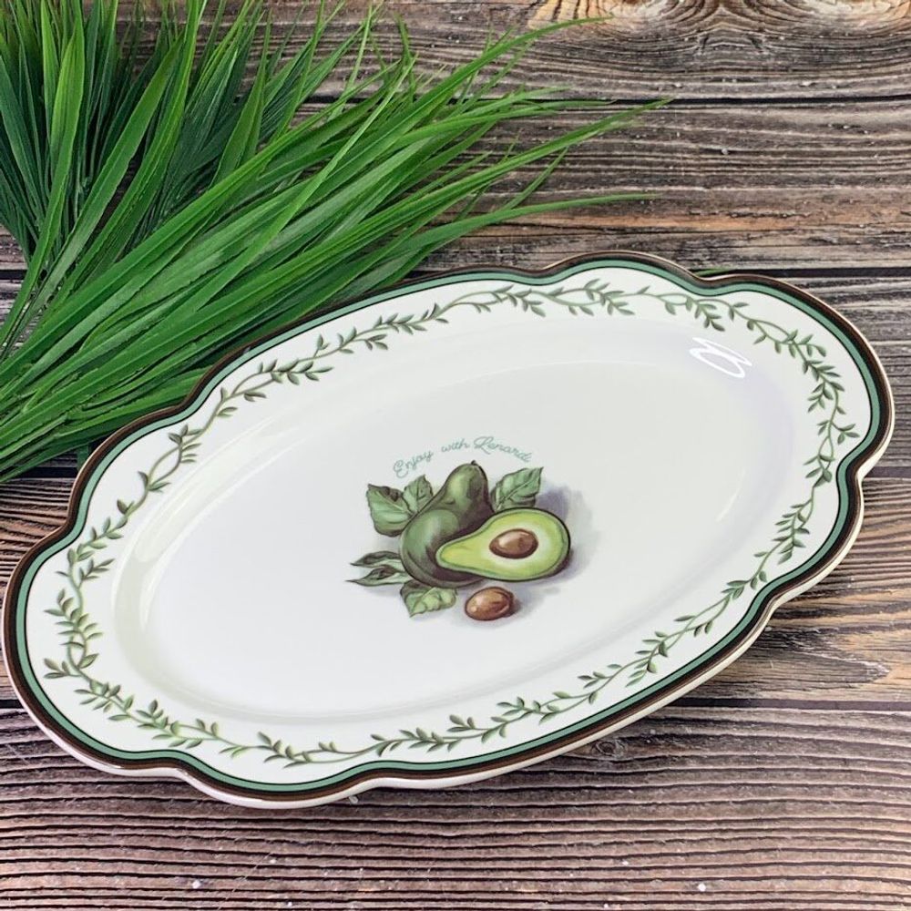 Lenardi 109-069 Овальное блюдо 30,5см АВОКАДО в под.уп.(х18)Фарфор