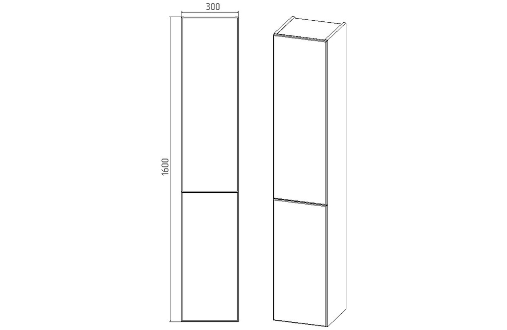 Пенал VIANT  "София" подвесной правый графит 300x300x1600 (VSOF300G-PENR)