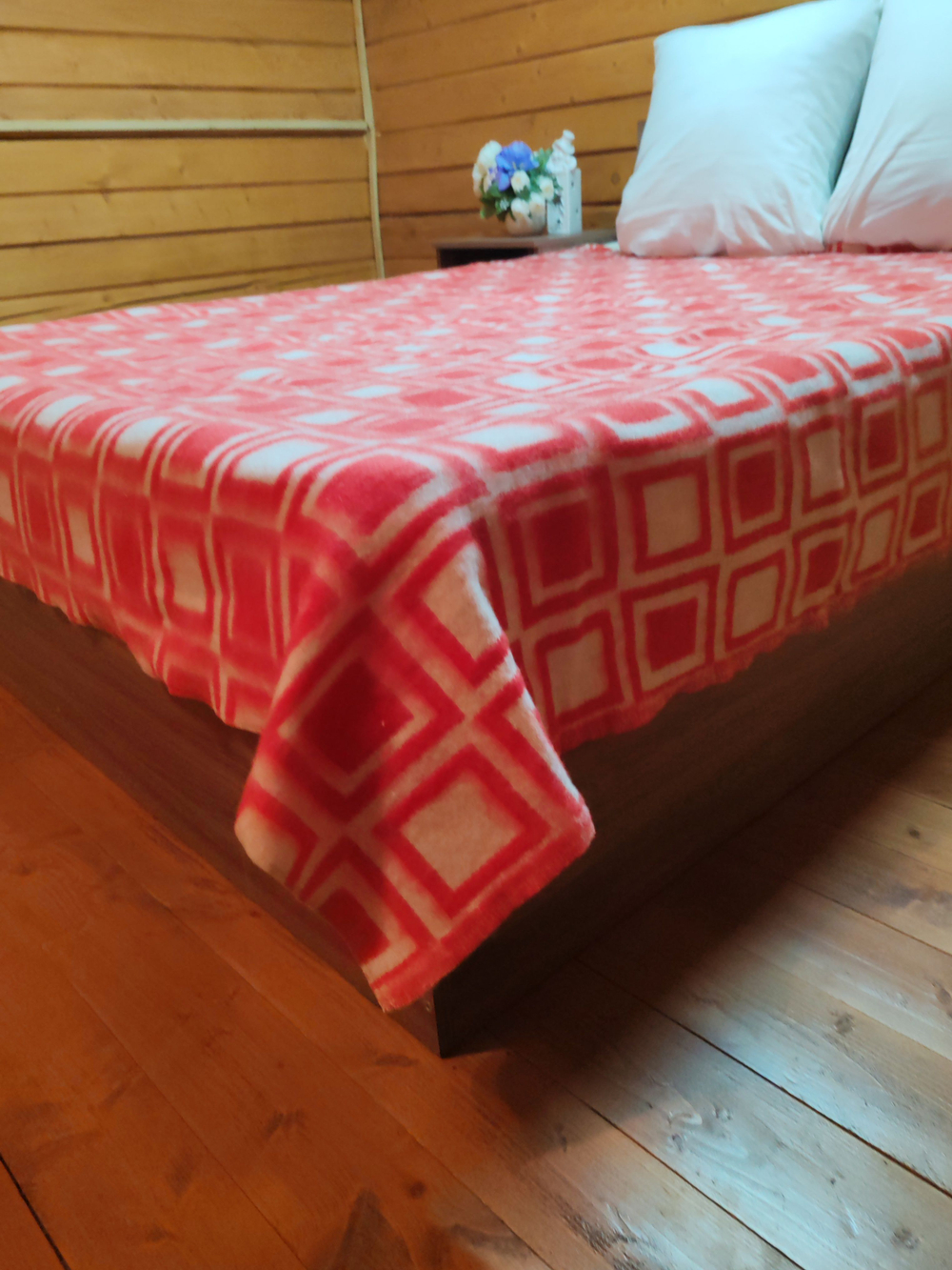 Одеяло Мягия, жаккардовое, полушерстяное, красное, белое, всесезонное