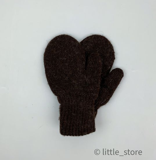 Варежки из монгольской шерсти Шоколадные