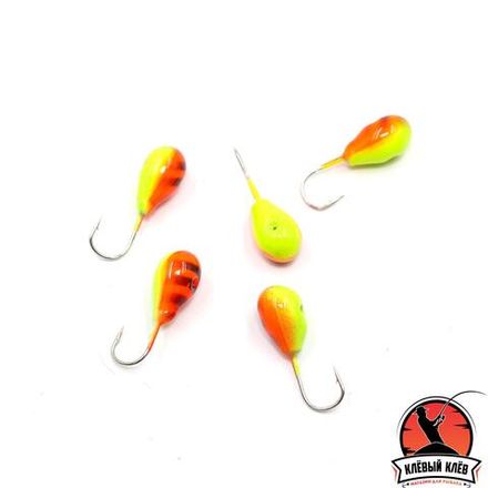 Мормышка вольф"ЯМАН"Капля с отв, р.4,5, вес 1,20 цв.жел.-оранж.