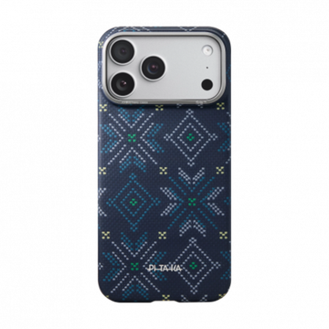 Чехол Pitaka Threads of Winter Ultra-Slim (PitaTap™) для iPhone 17 Pro, синий