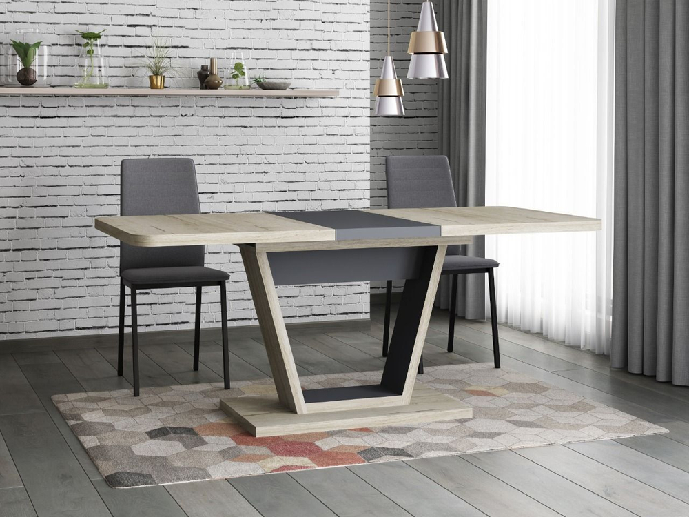 Стол кухонный обеденный раздвижной Сарбия/Серый, Аврора, 120х75х75,5 см АКВИЛОН