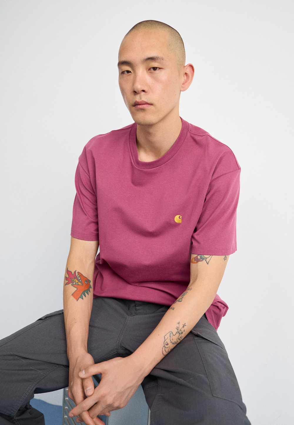 Carhartt WIP CHASE - Базовая футболка - Бордовый