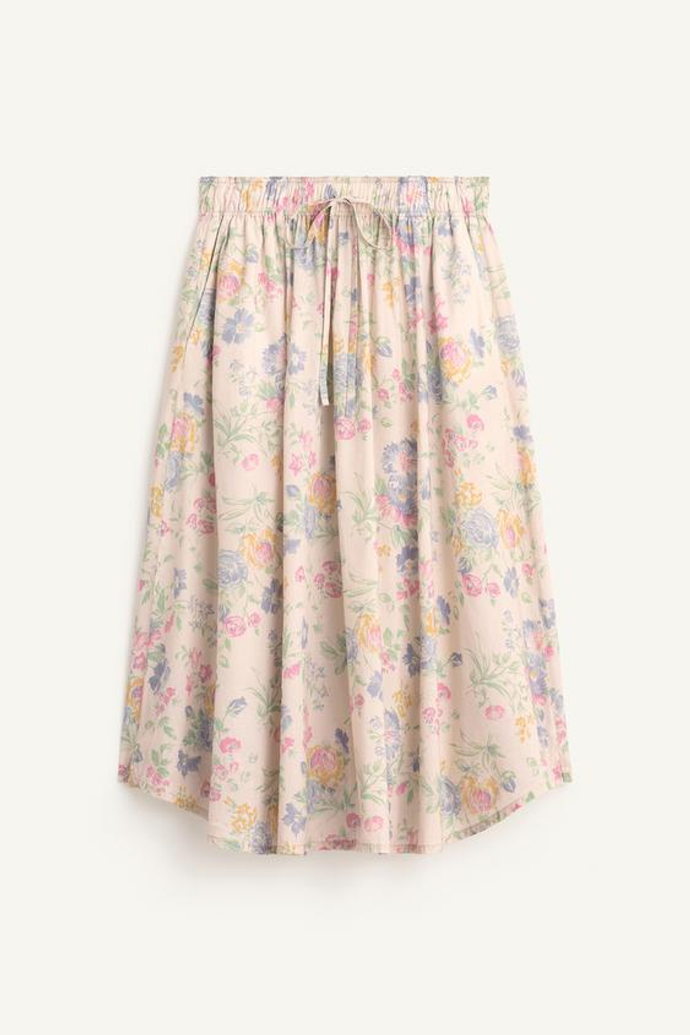 ZARA ЮБКА МИДИ ИЗ 100% ХЛОПКА С ПРИНТОМ, ЭКРЮ