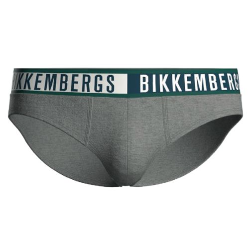 Мужские трусы брифы серые набор 3в1 Bikkembergs TWICE BKK52USP29TR