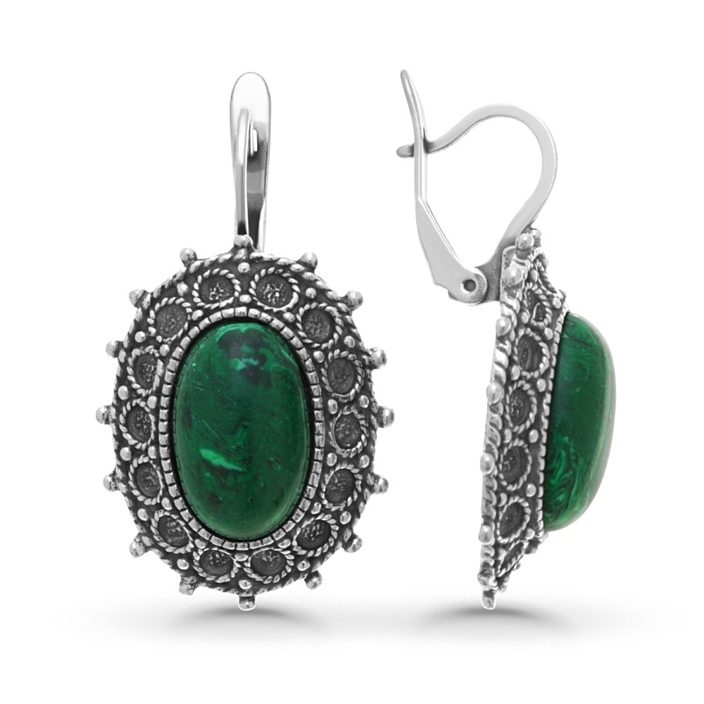 "Маланья" серьги в серебряном покрытии из коллекции "Славянка" от Jenavi  с английским замком